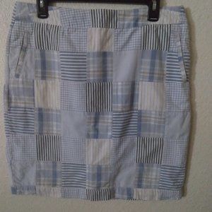 L.L. Bean Blue & White Patchwork Skirt-Size 10